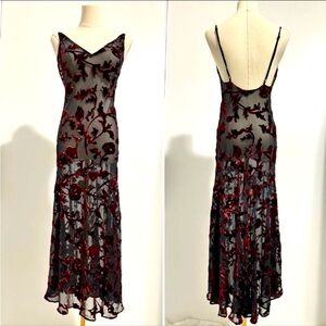 Vintage silk blend Victoria’s Secret sheer burnout slip dress S